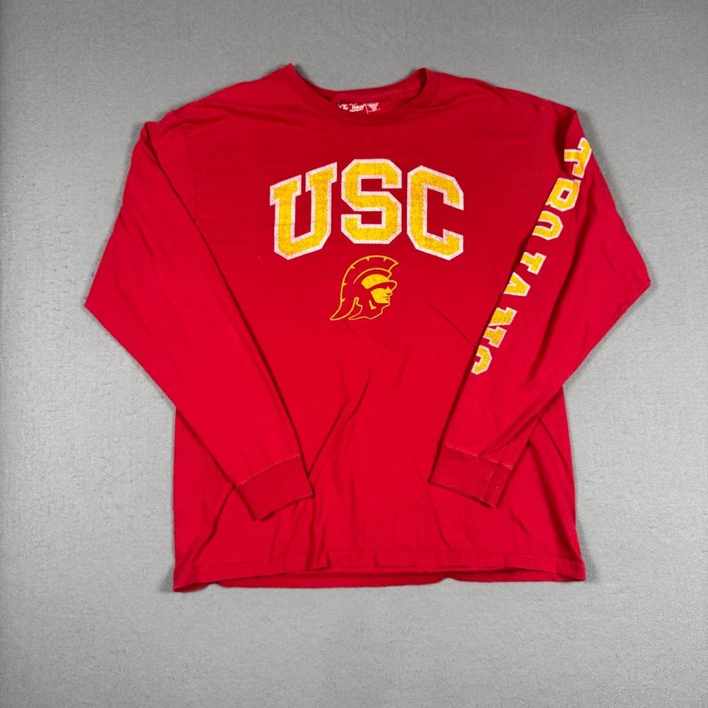 The Victory USC Trojans Long Sleeve T-Shirt Mens Large Red Cotton Graphic Tee